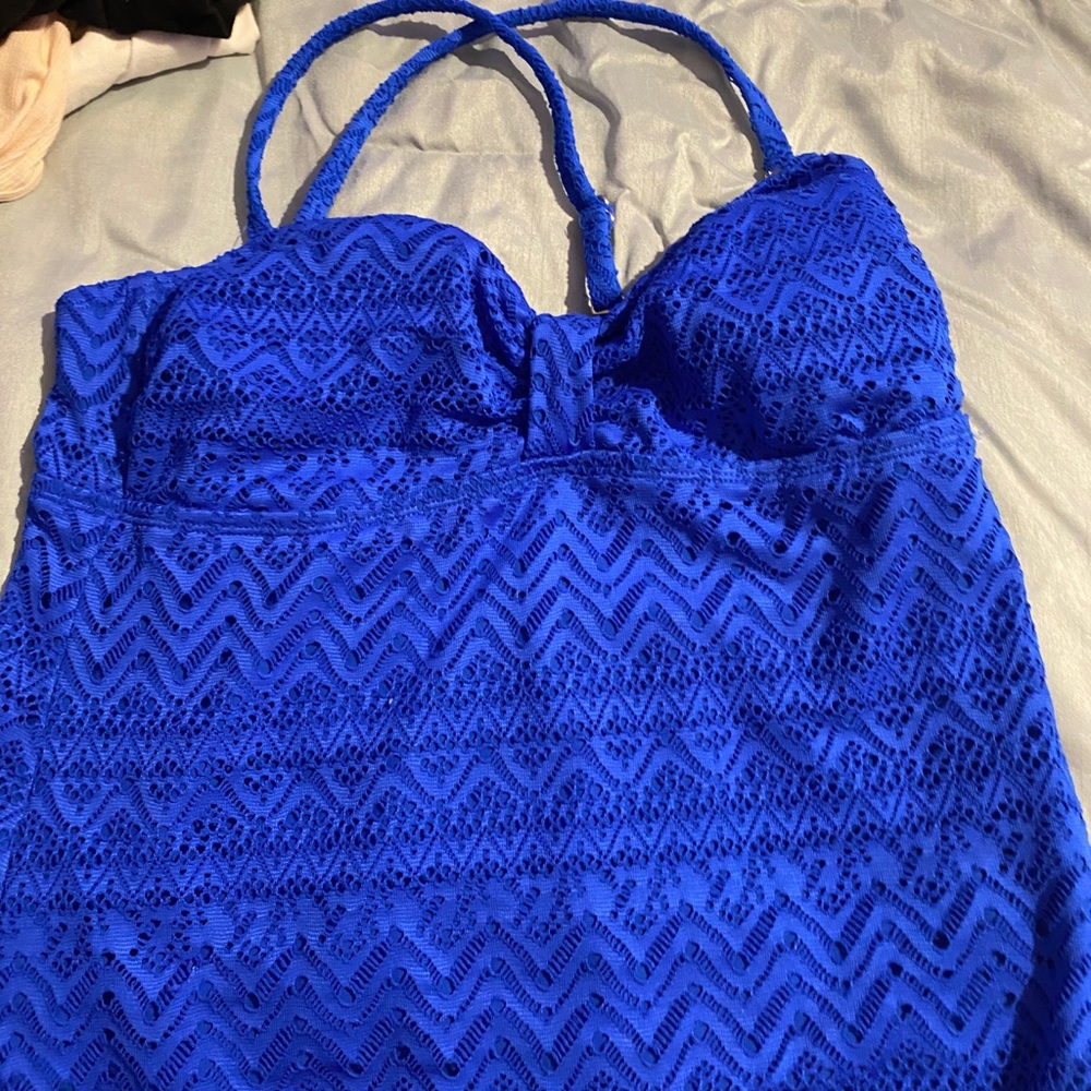 Blue top bathing suit